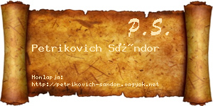 Petrikovich Sándor névjegykártya